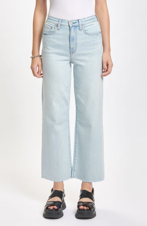 Pleaser High Waist Raw Hem Crop Jeans