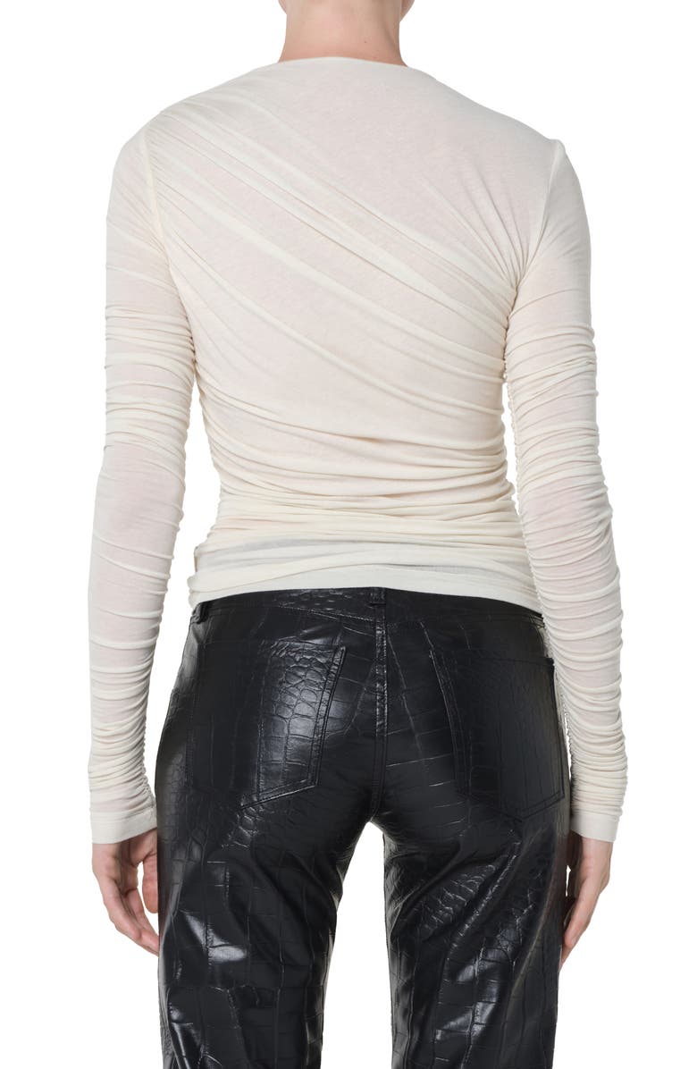 AGOLDE Tania Ruched Stretch Top, Alternate, color, Oat Milk Light Dusty White