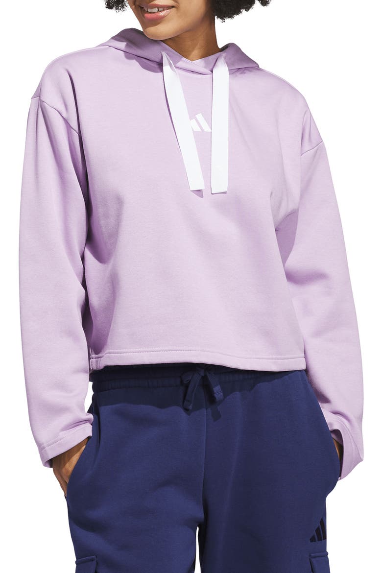 Crop Fleece Hoodie, Main, color, POWDER PLUM