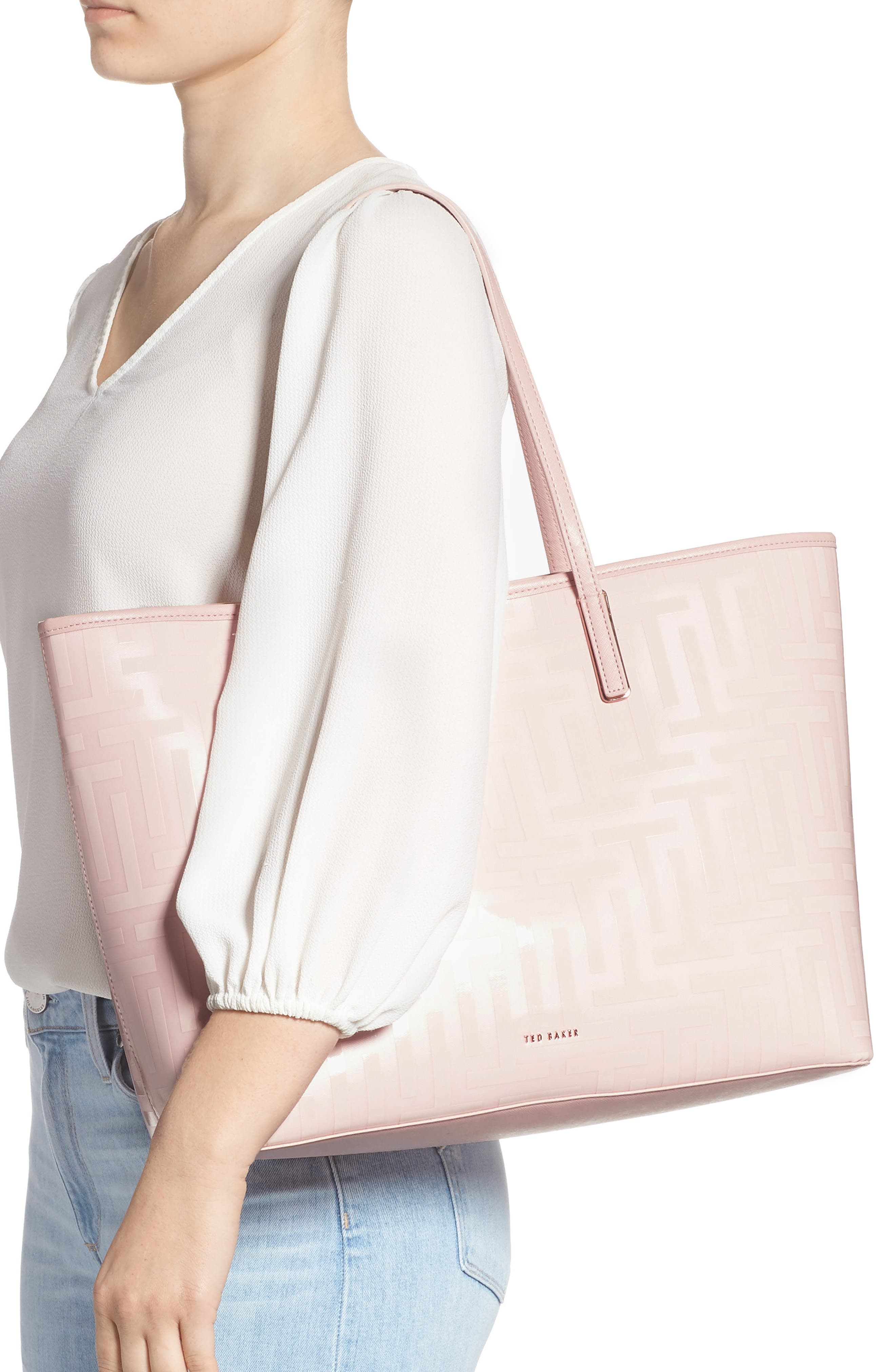Eleenor Logo Nylon Shopper Tote, Alternate, color, PINK