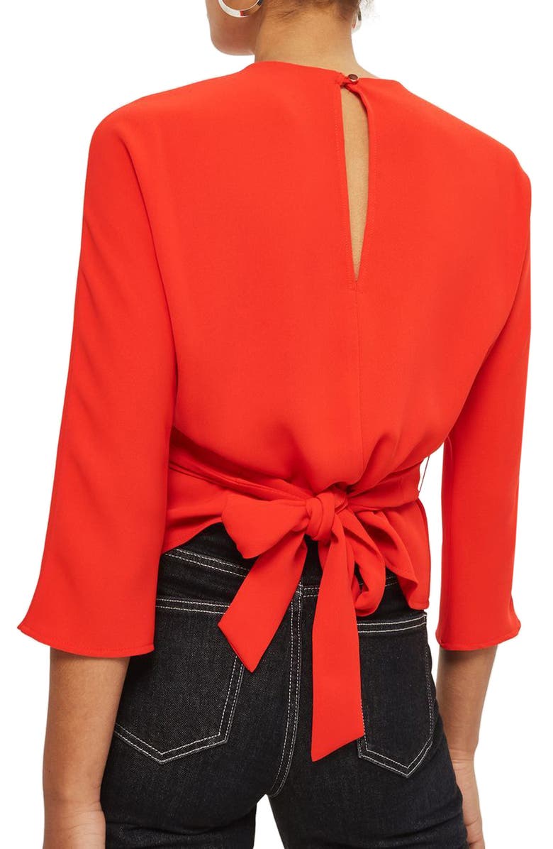 Topshop Wrap Waist Top, Alternate, color,