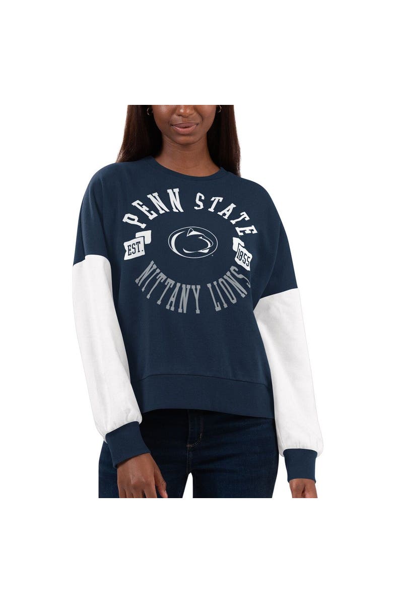 G-III 4HER BY CARL BANKS Women's G-III 4Her by Carl Banks Navy/White Penn State Nittany Lions Team Pride Colorblock Pullover Sweatshirt, Main, color, Navy