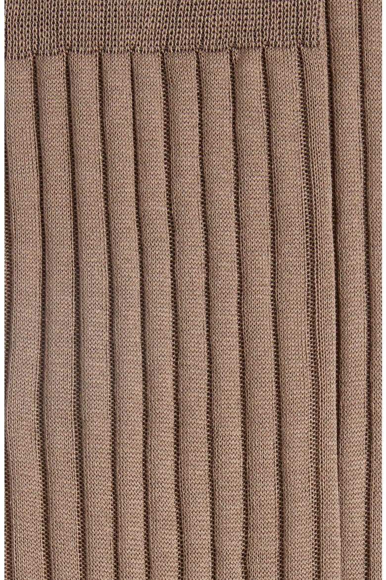 Ribbed Cotton Dress Socks, Alternate, color, LIGHT BROWN