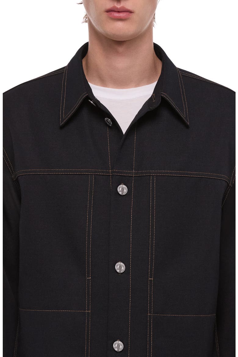 Wool Gabardine Trucker Shirt Jacket, Alternate, color, NAVY MELANGE