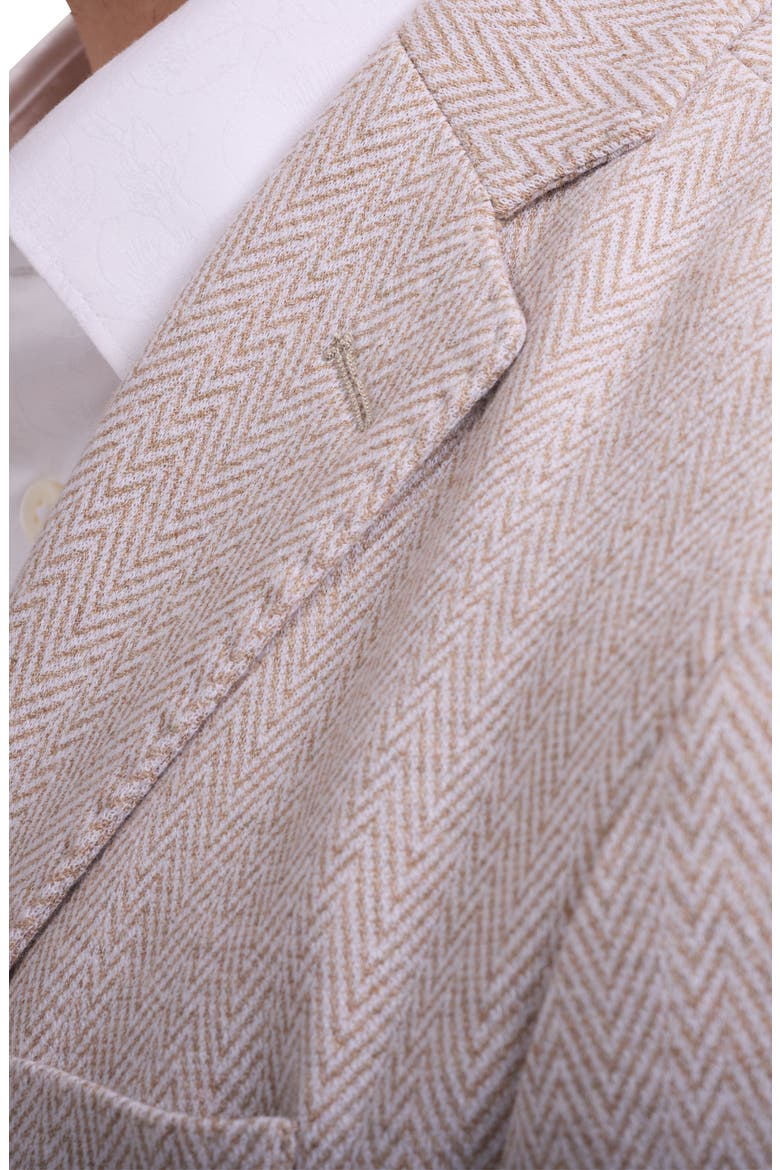 Tan Herringbone Knit Cotton Blend Sport Coat, Alternate, color, SAND