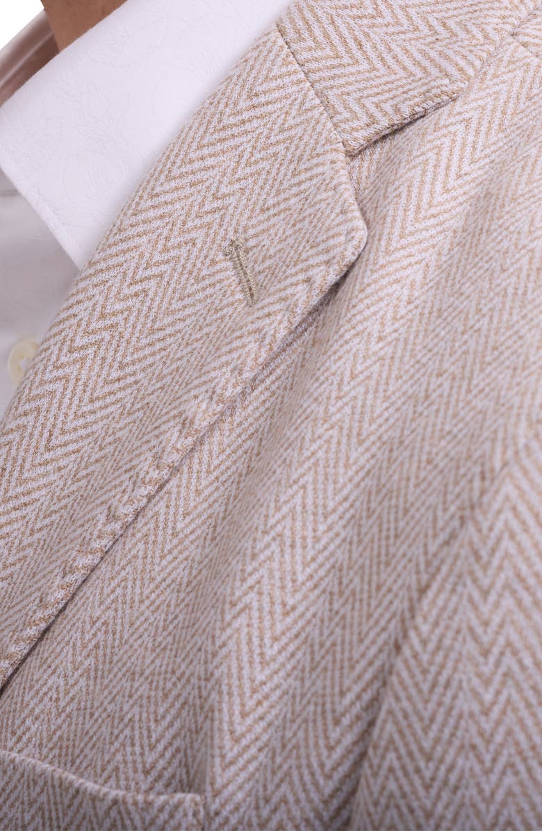 Bugatchi Tan Herringbone Knit Cotton Blend Sport Coat, Alternate, color, Sand