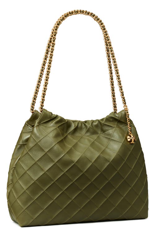 Tory Burch Fleming Quilted Leather Hobo Bag In Green