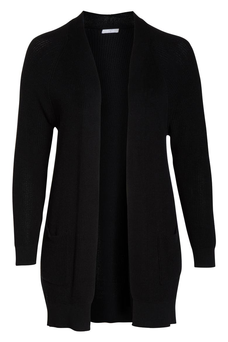 Longline Open Cardigan, Alternate, color, BLACK