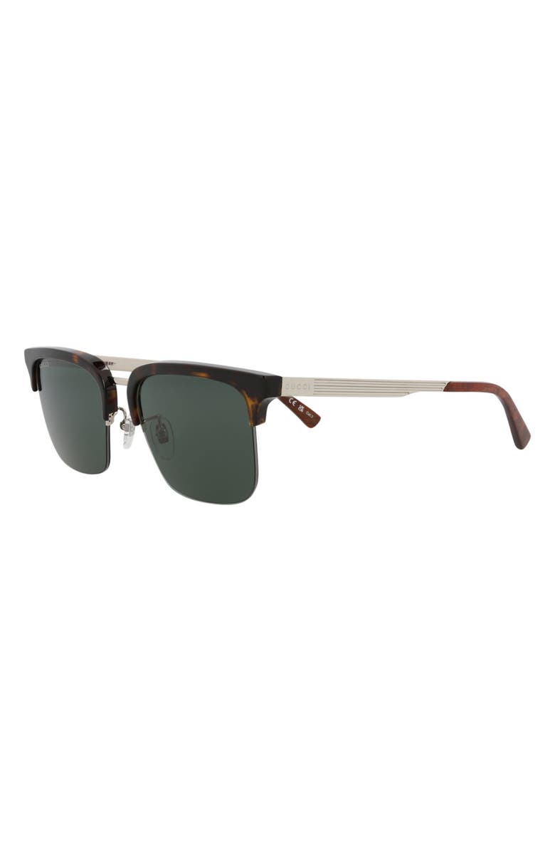 Gucci 53mm Square Sunglasses, Alternate, color, Havana Silver Green