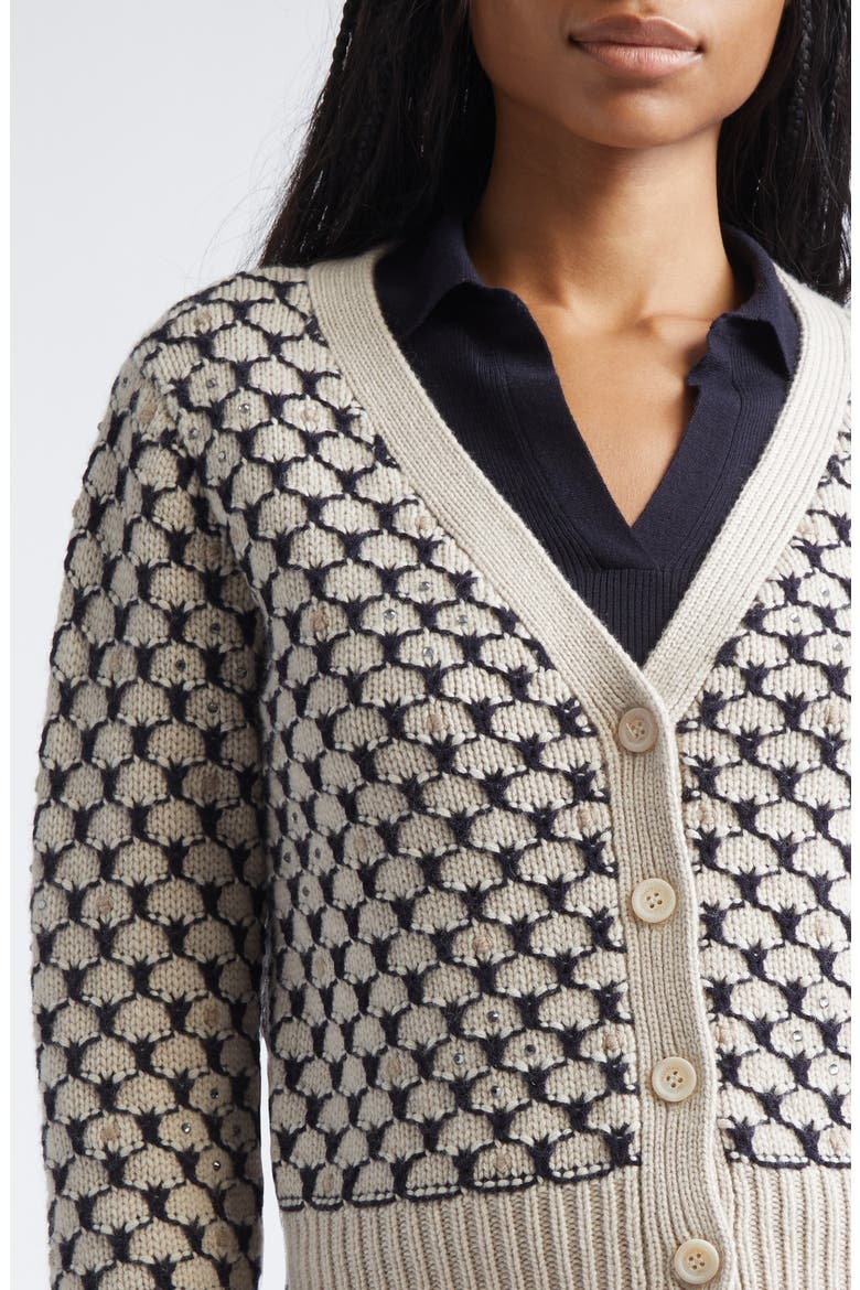 Mastro Crystal Embellished Wool Blend Cardigan, Alternate, color, BEIGE
