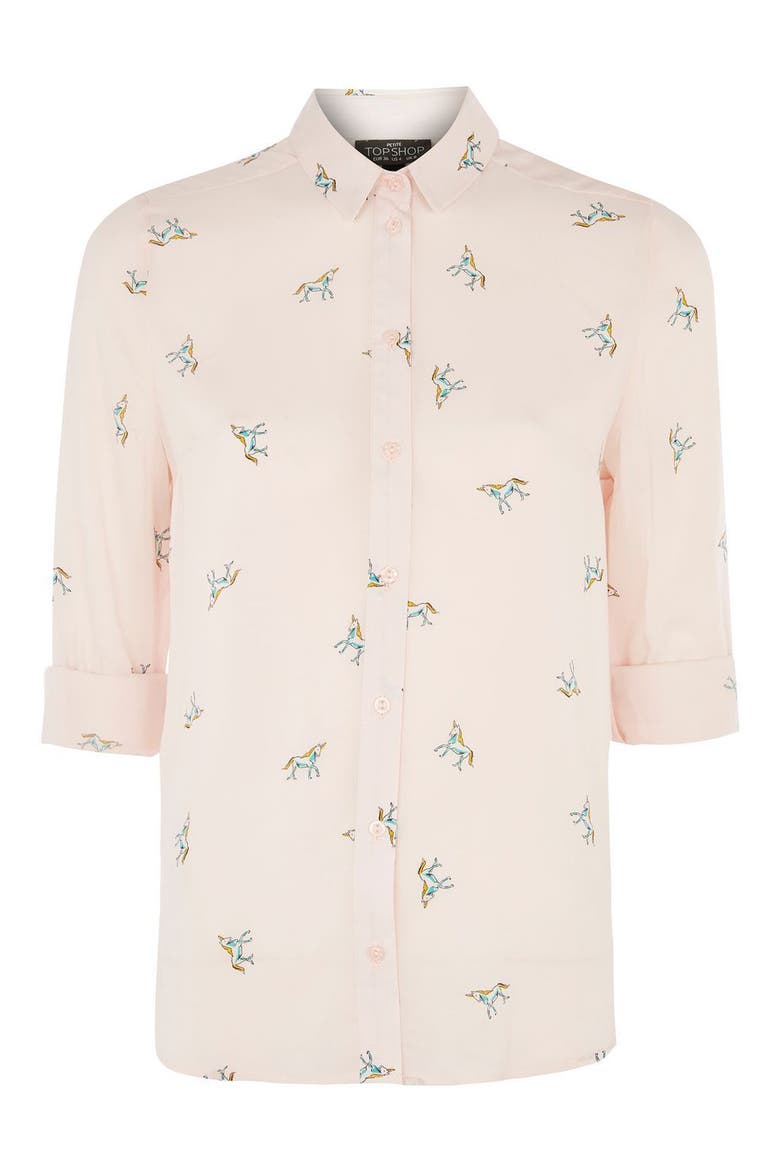 Unicorn Print Shirt, Alternate, color, LIGHT PINK MULTI
