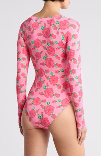 Betsey Johnson Scuba Knit Half Zip Long Sleeve One-Piece Betsey Johnson Scuba Knit Half Zip Long Sleeve One-Piece