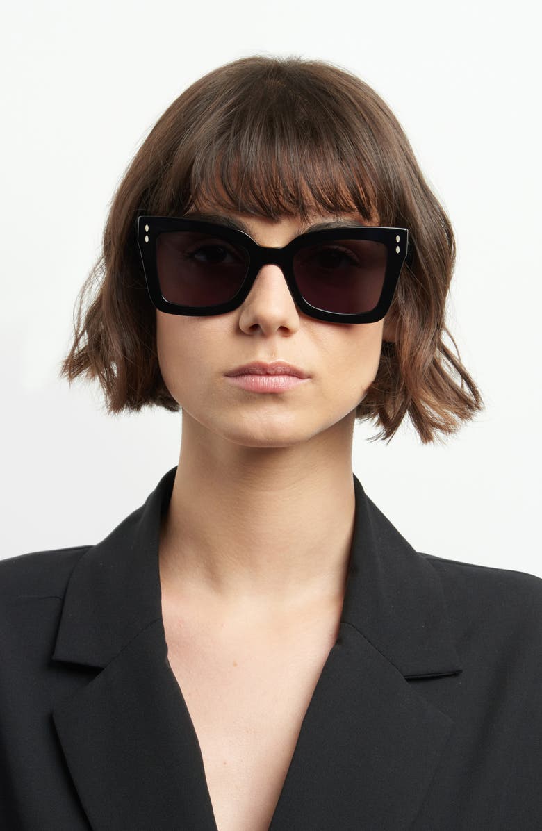 Isabel Marant 52mm Flared Rectangular Sunglasses, Alternate, color, Black / Grey