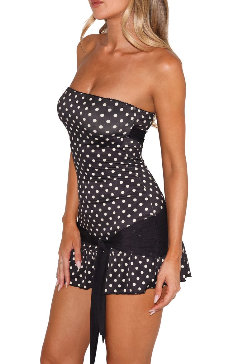 Tove Polka Dot Sleeveless Mini Dress, Alternate, color, BLACK