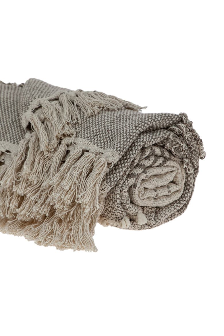 Neil Eclectic Beige 52" x 67" Woven Handloom Throw, Alternate, color, BEIGE