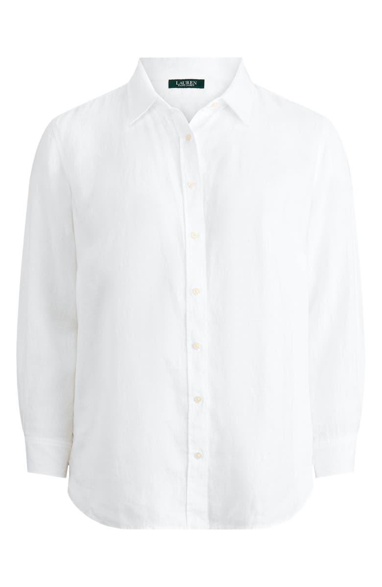 Lauren Ralph Lauren Karrie Tissue Linen Button Up Shirt, Alternate, color, White