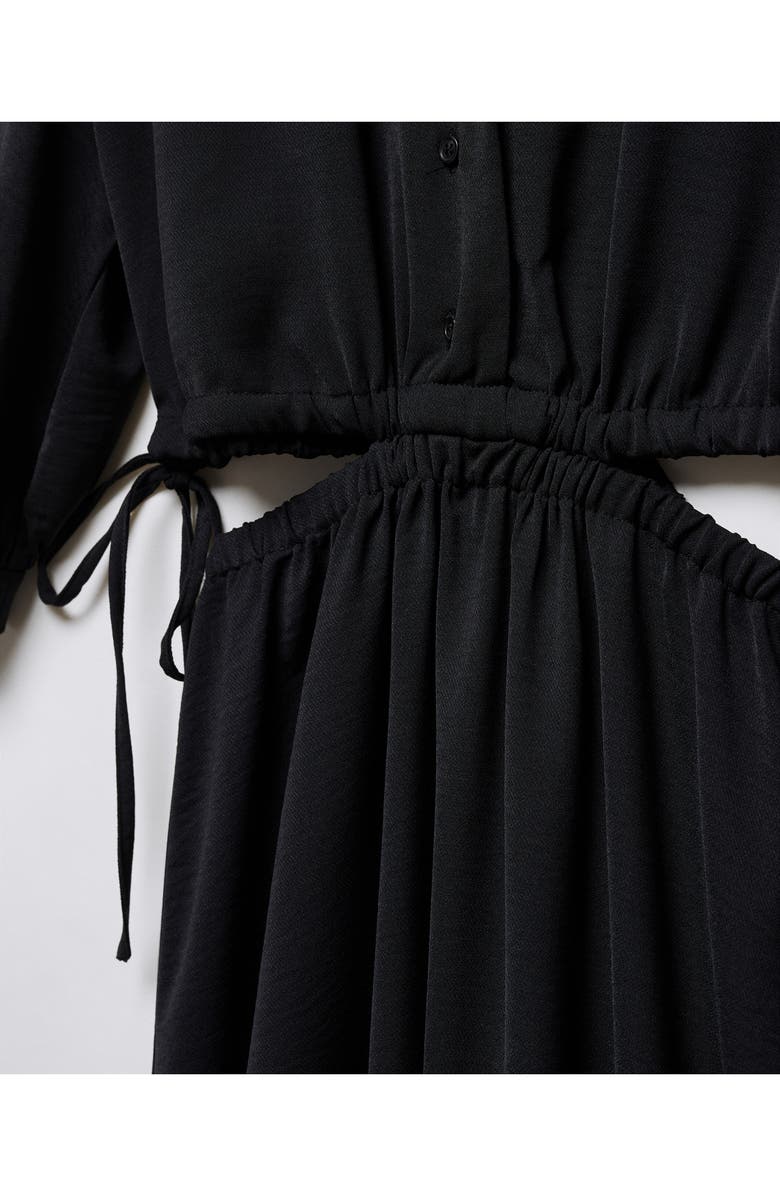MANGO Cutout Drawstring Waist Midi Shirtdress, Alternate, color, 