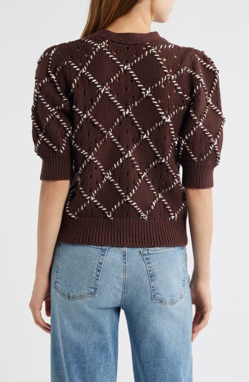 Rails Isla Whipstitch Elbow Sleeve Cardigan In Brown