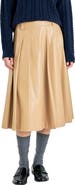 English Factory Pleated Faux Leather Skirt