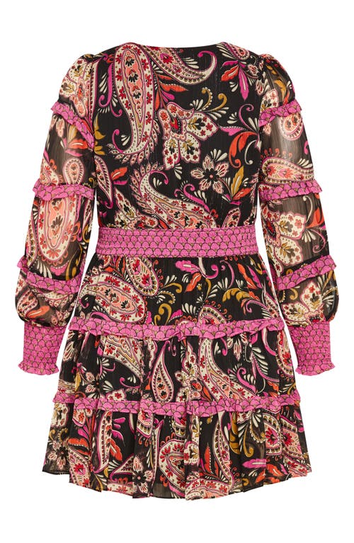 CITY CHIC CITY CHIC HOLLIE PRINT LONG SLEEVE TIERED DRESS