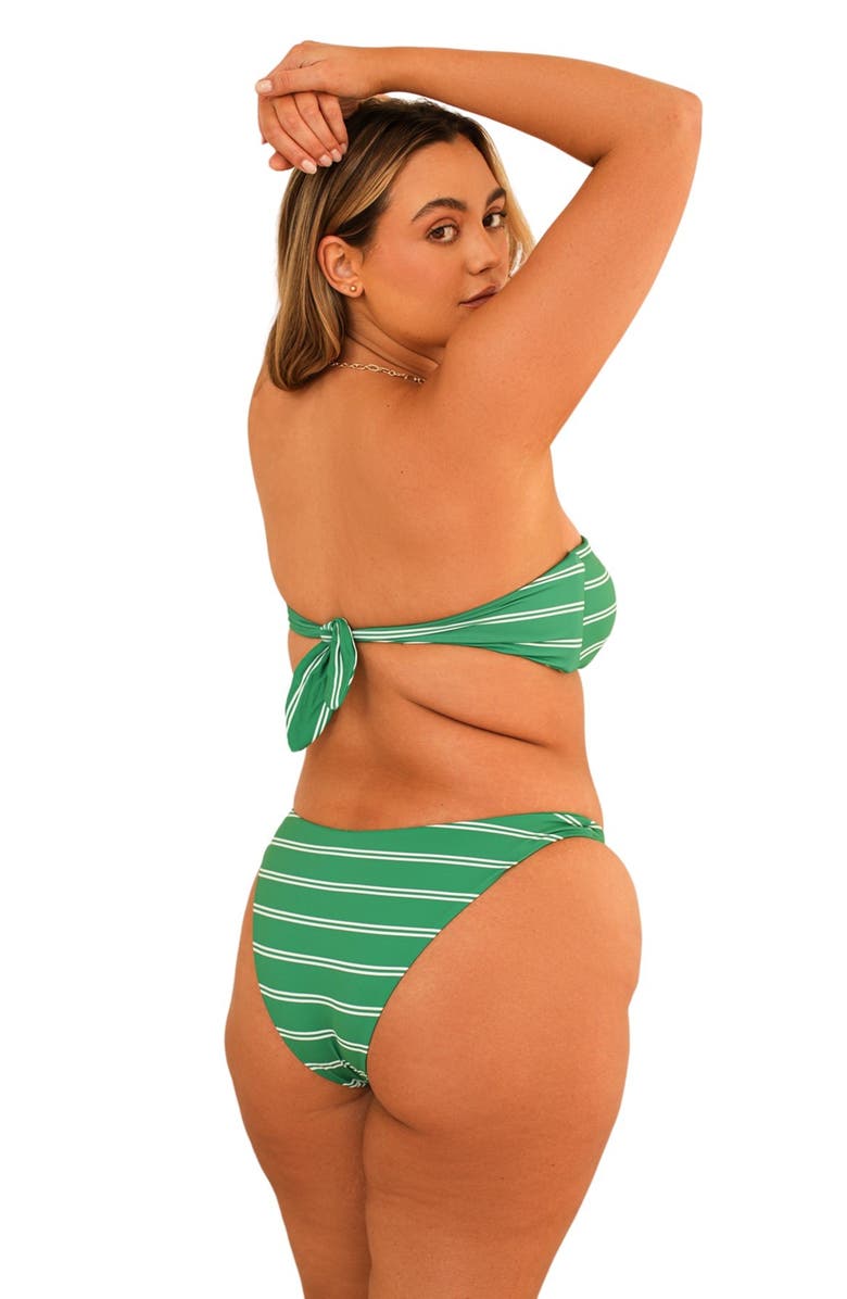 Dippin Daisys Hudson Bandeau Bikini Top, Alternate, color, Green Moto Stripe
