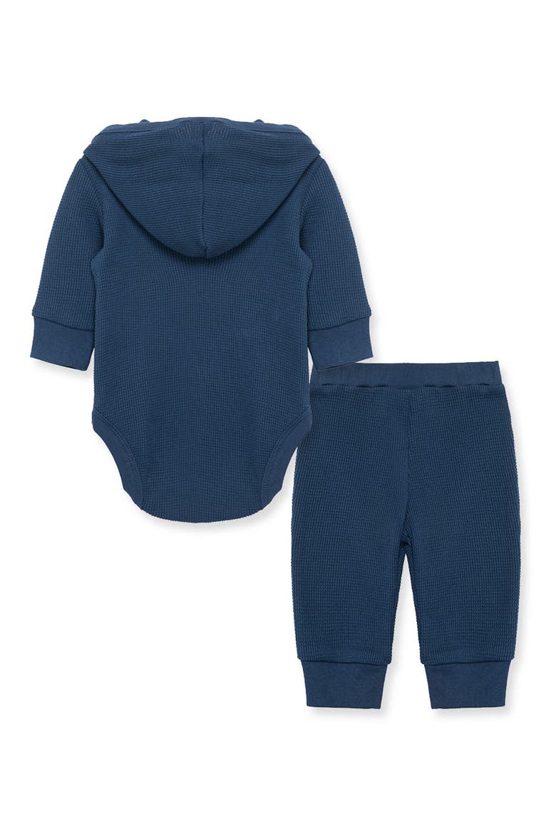Organic Cotton Hooded Bodysuit & Pants Set, Alternate, color, BLUE