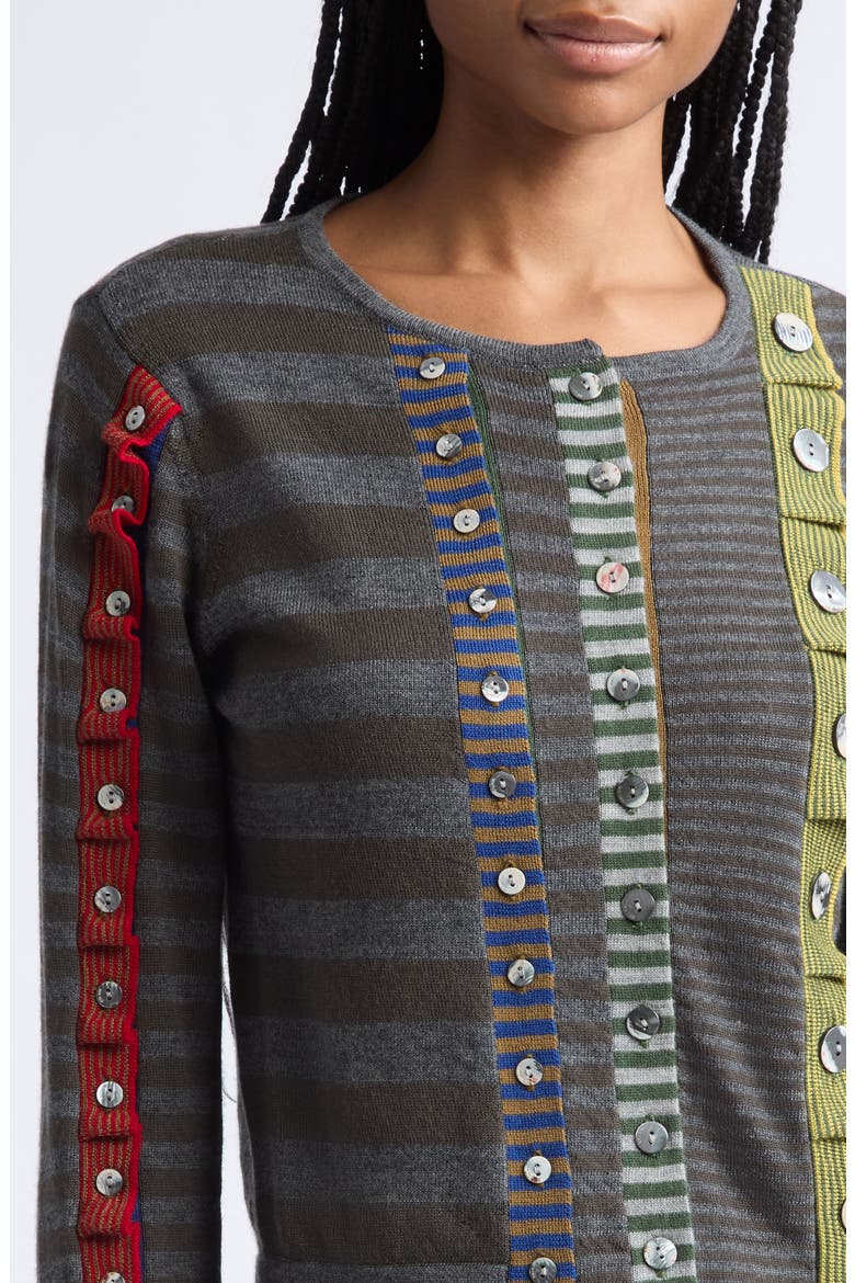 Mismatch Placket Merino Wool Cardigan, Alternate, color, GREY MULTI