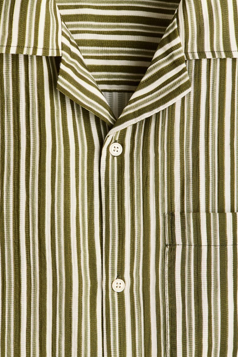 Relaxed Fit Resort Shirt, Alternate, color, Dark khaki green/striped