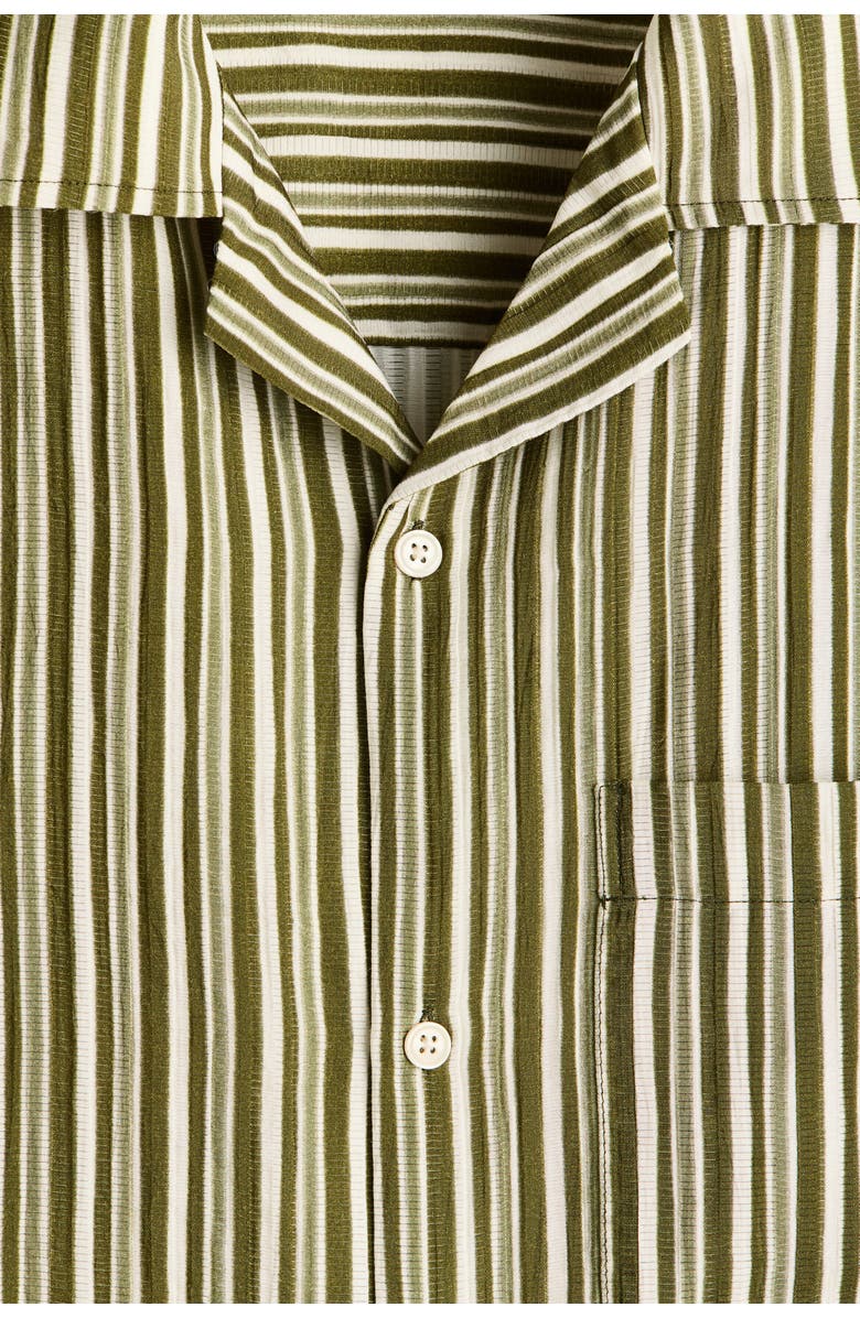 H&M Relaxed Fit Resort Shirt, Alternate, color, Dark Khaki Green/Striped