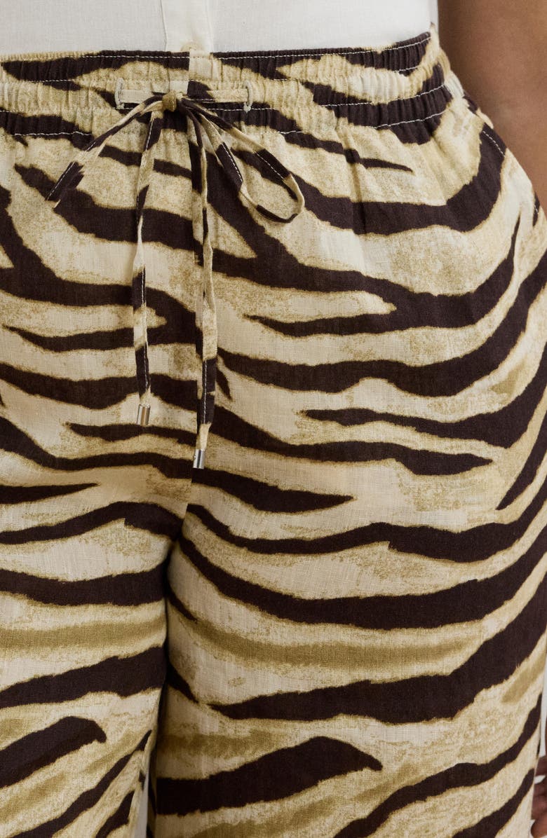 Lauren Ralph Lauren Zebra Print Linen Wide Leg Pants, Alternate, color,