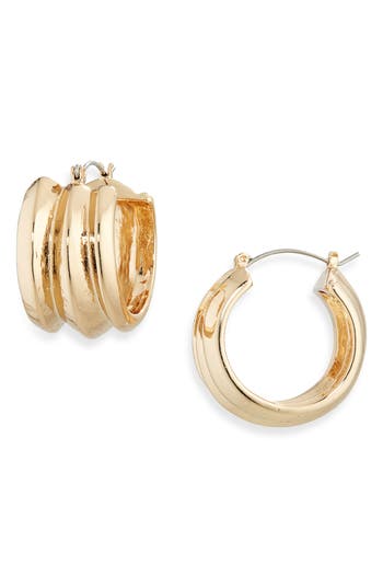 Vince Camuto Ribbed Hoop Earrings In Gray