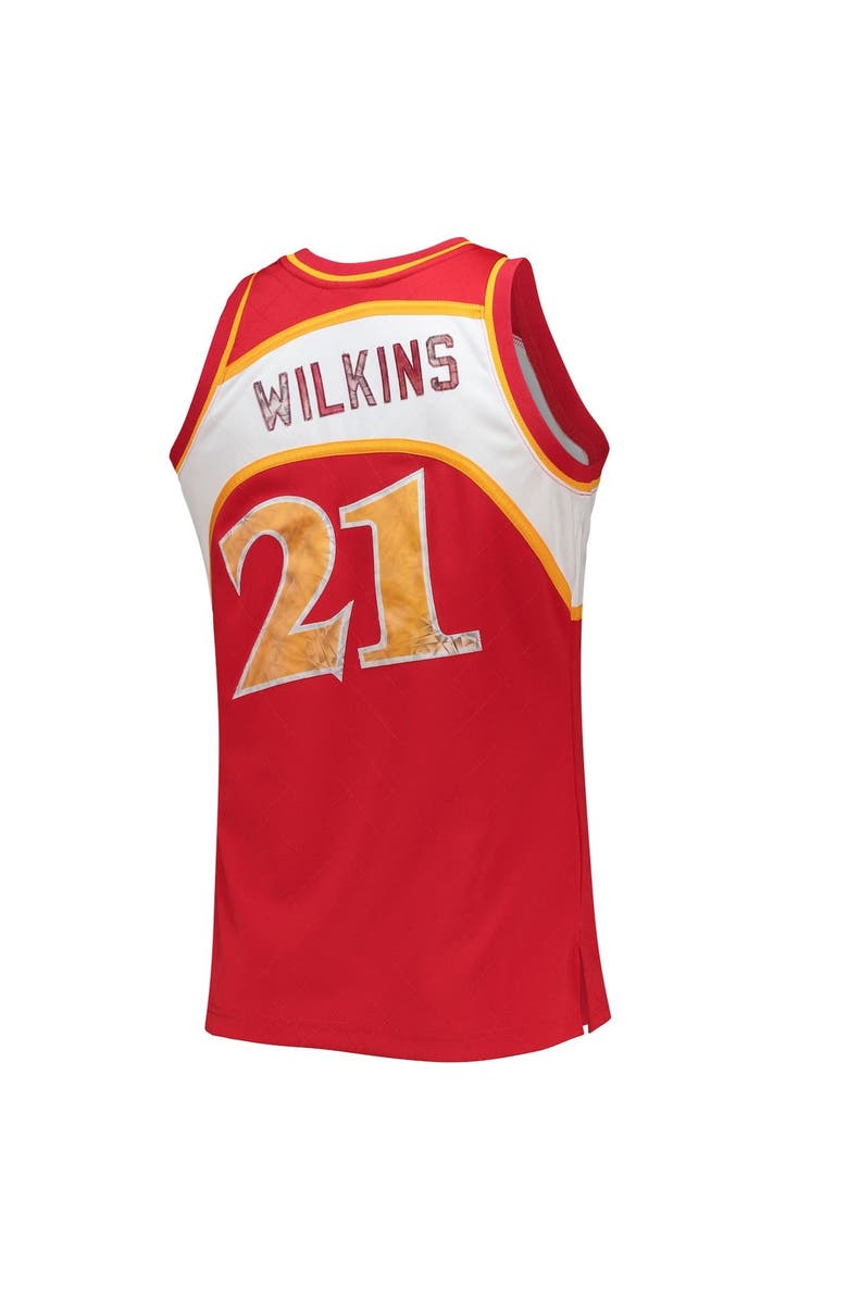 Mitchell & Ness Men's Mitchell & Ness Dominique Wilkins Red Atlanta Hawks 1996-97 Hardwood Classics NBA 75th Anniversary Diamond Swingman Jersey, Alternate, color,