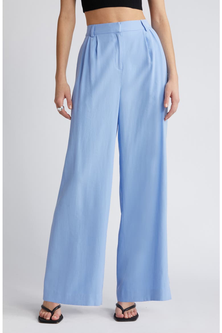 High Waist Wide Leg Trousers, Main, color, BLUE HYDRANGEA