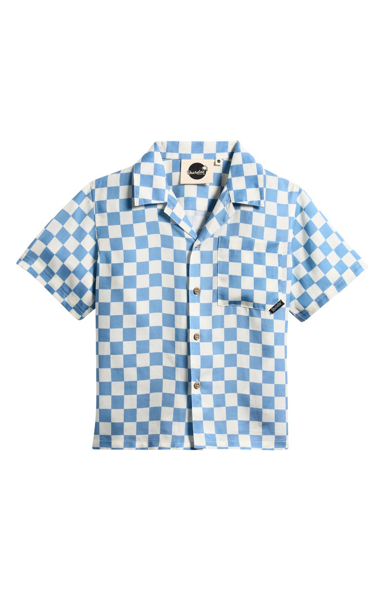 Boardies Kids' Liffy Check Camp Shirt, Main, color, Blue/ Cream