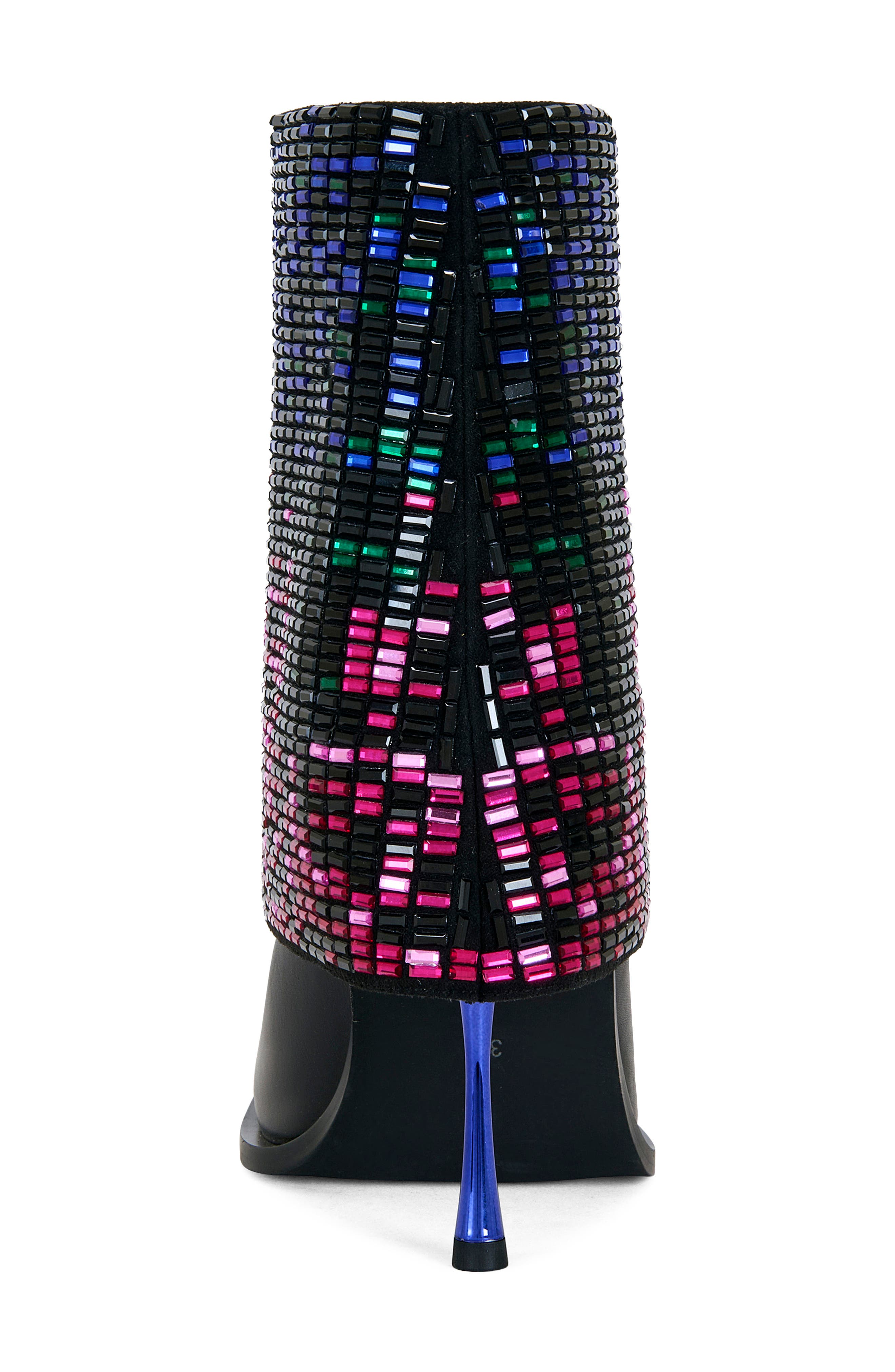 AZALEA WANG Vollmer Rhinestone Foldover Stiletto Bootie, Alternate, color, Black