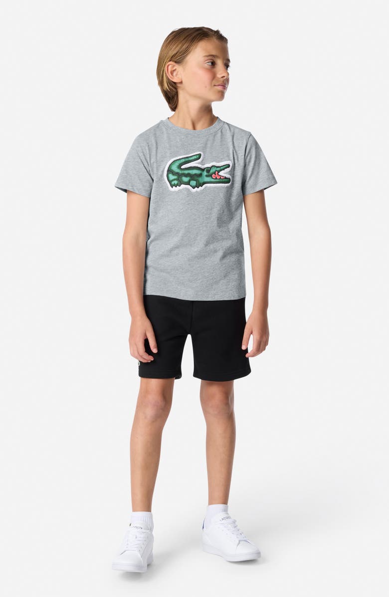 Lacoste Kids' Puff Logo Organic Cotton T-Shirt, Alternate, color, Argent Chine Heather