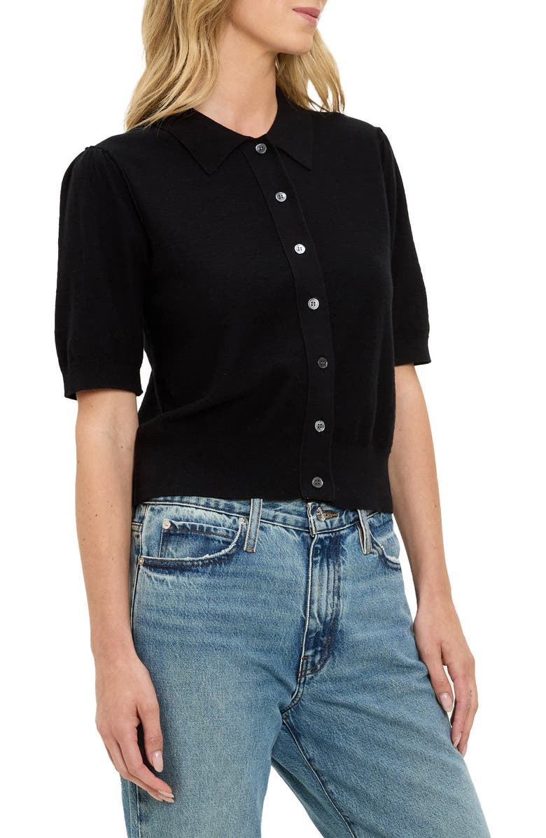 Michael Stars Sparrow Button Front Knit Shirt, Alternate, color, Black