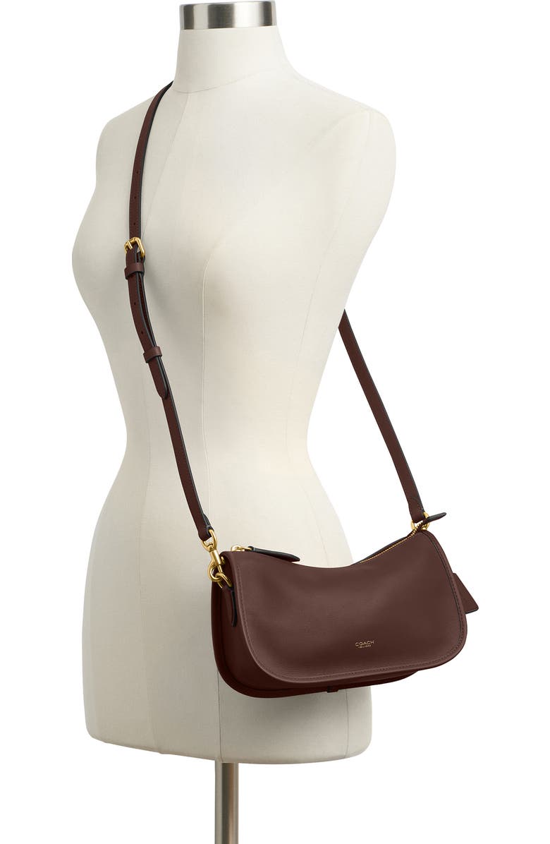 COACH Waverly Natural Grain Leather Shoulder Bag, Alternate, color, Maple