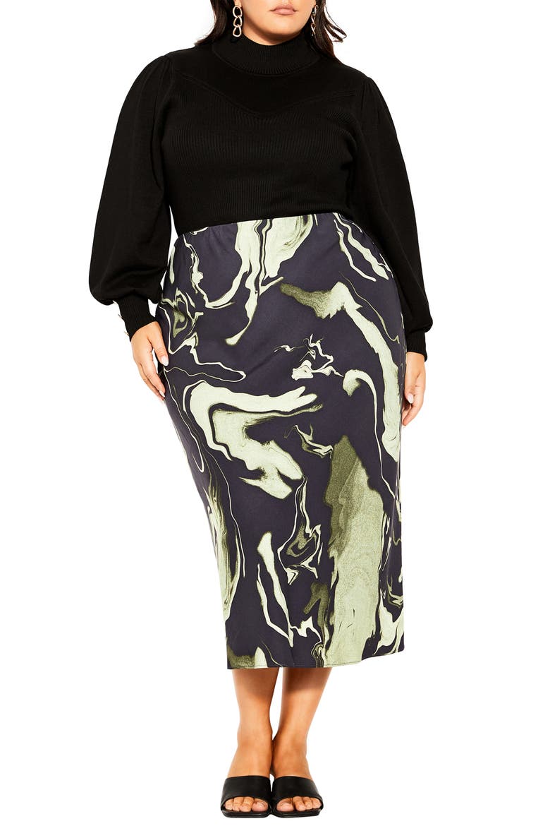 Eleanor Swirl Print Midi Skirt, Alternate, color, DARK ELEMENTS