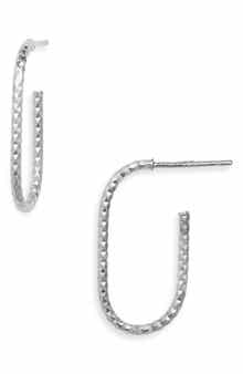 ARGENTO VIVO Diamond Cut Elongated Oval Hoop Earrings