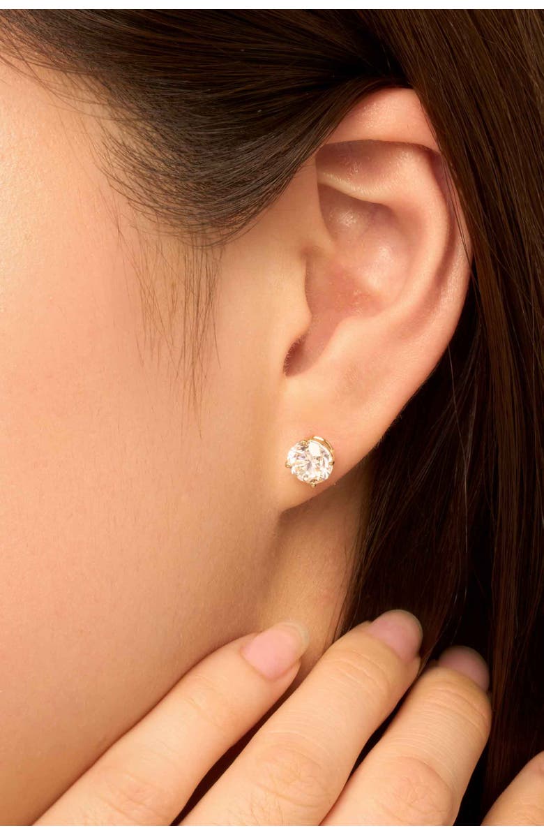 Oradina 14K Solid Gold Luminous 3 Carat Lab Diamond Classic Studs, Alternate, color, White Gold, Lab Diamonds