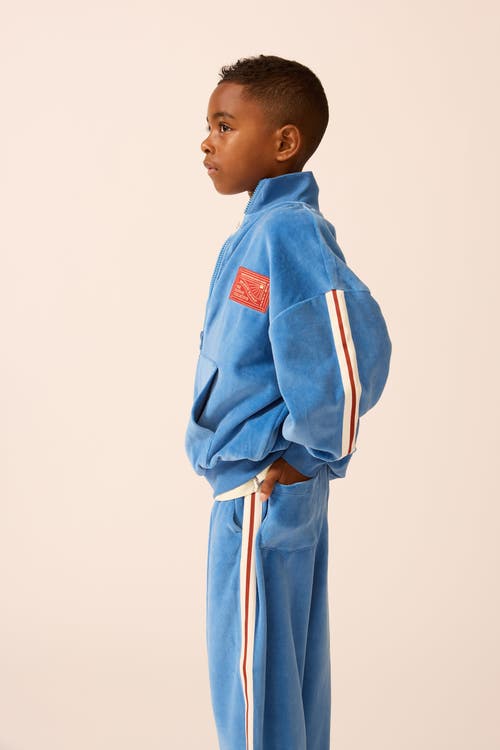 The Sunday Collective Velour Riley Track Pants In Blue