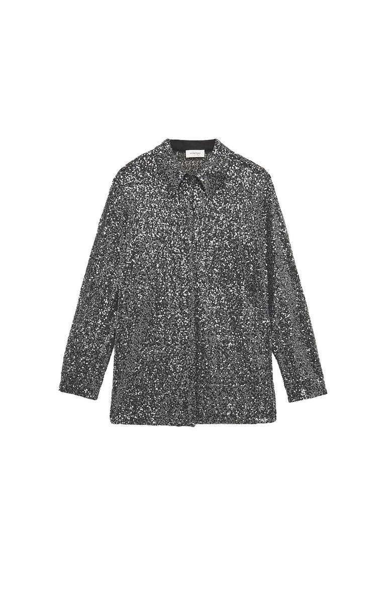 Sequin Embellished Shirt, Alternate, color, Metallic Silver