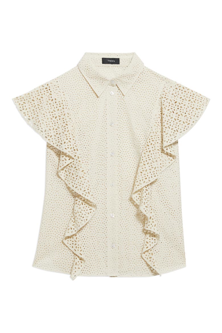 Nova Flutter Sleeve Eyelet Cotton Blouse, Alternate, color, ECRU