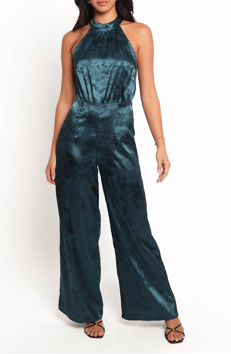 Petal & Pup Shellbie Halter Wide Leg Jumpsuit, Main, color, Teal