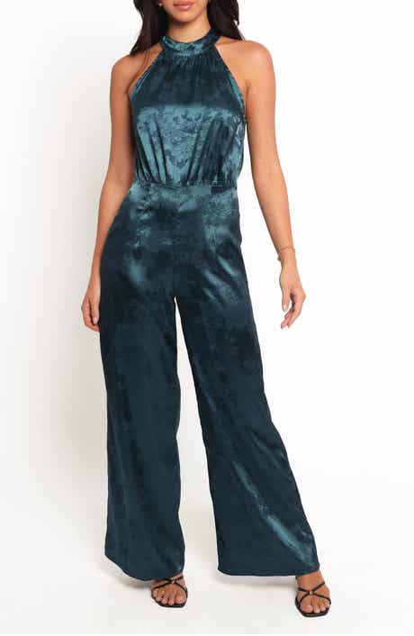Petal & Pup Shellbie Halter Wide Leg Jumpsuit