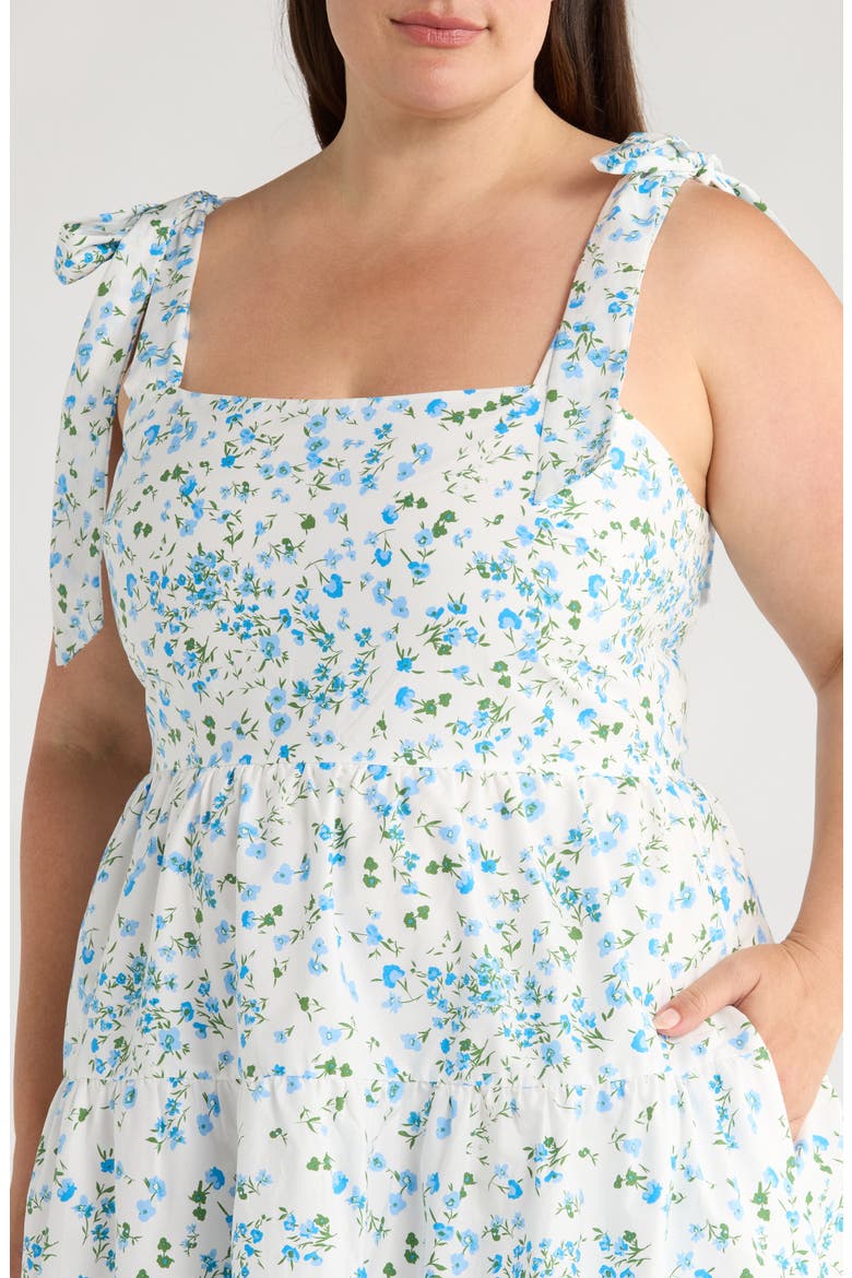Miley Floral Thea Tie Strap Cotton Maxi Dress, Alternate, color, WHITE/ BLUE/ GREEN