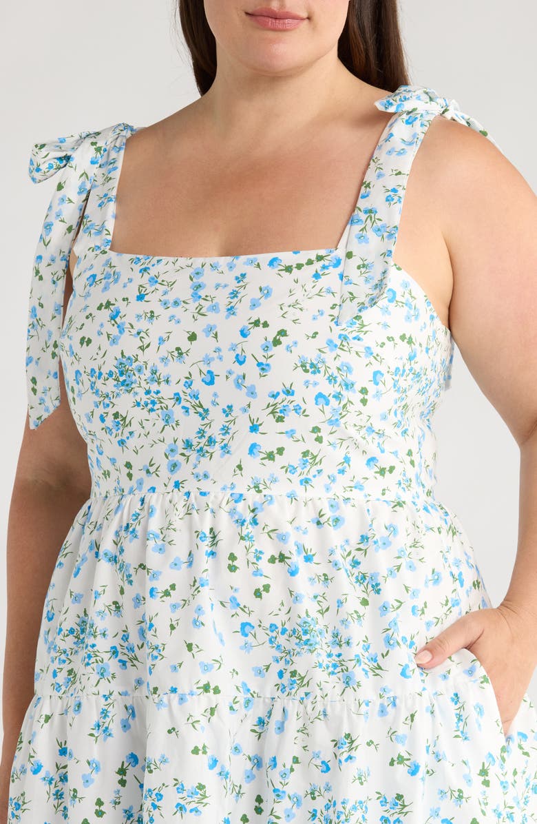 SUGARLIPS Miley Floral Thea Tie Strap Cotton Maxi Dress, Alternate, color, White/ Blue/ Green