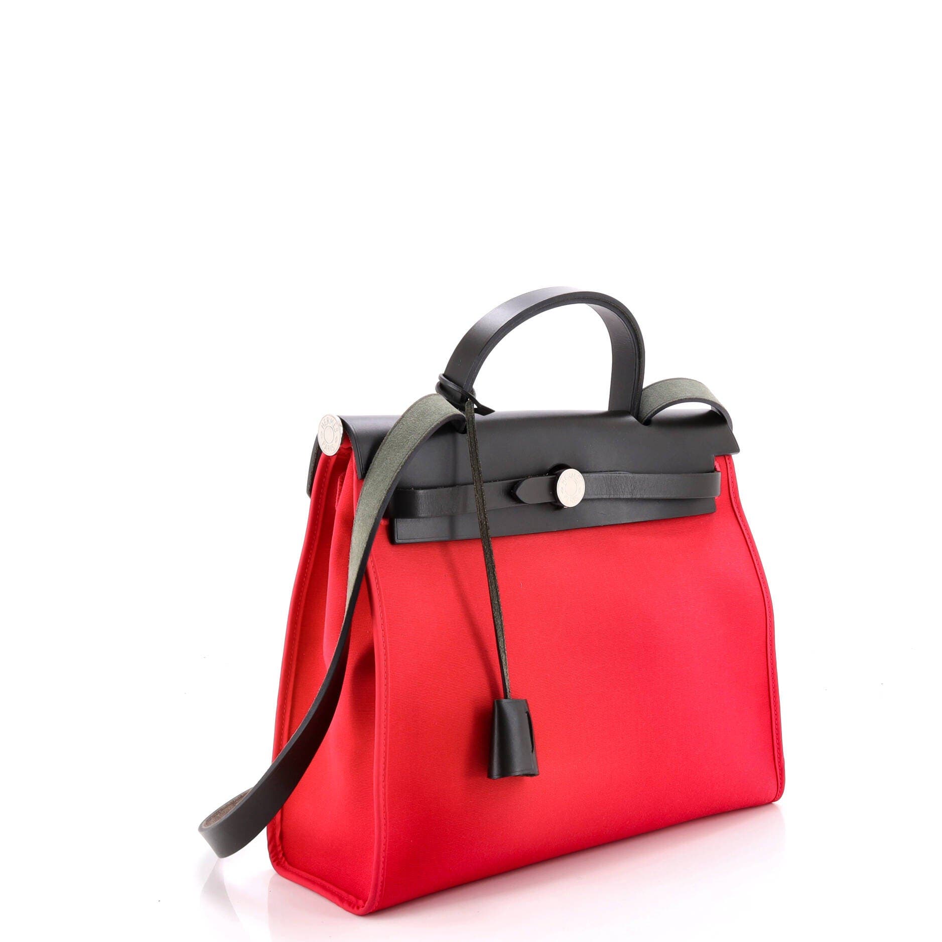 Pre-Owned Hermes Herbag Zip Leather and Toile 31, Alternate, color, Rose Extreme