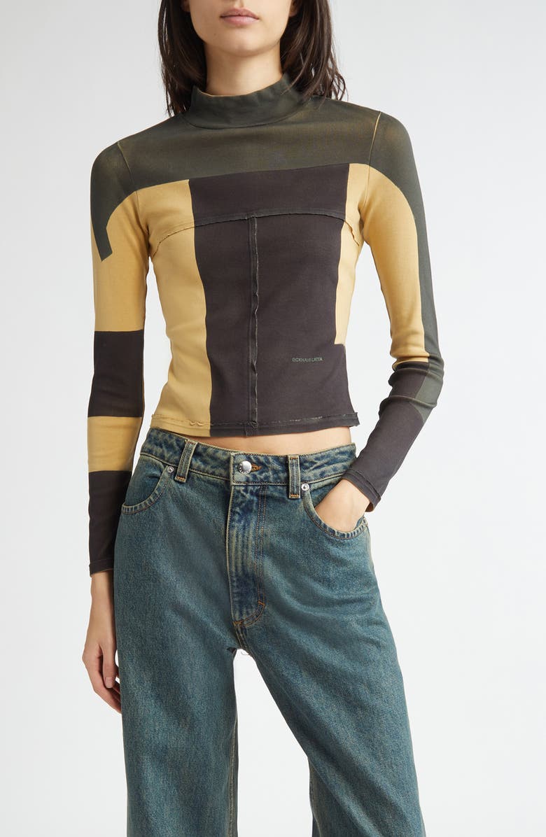 Eckhaus Latta Lapped Rib Turtleneck Crop Top, Main, color, 